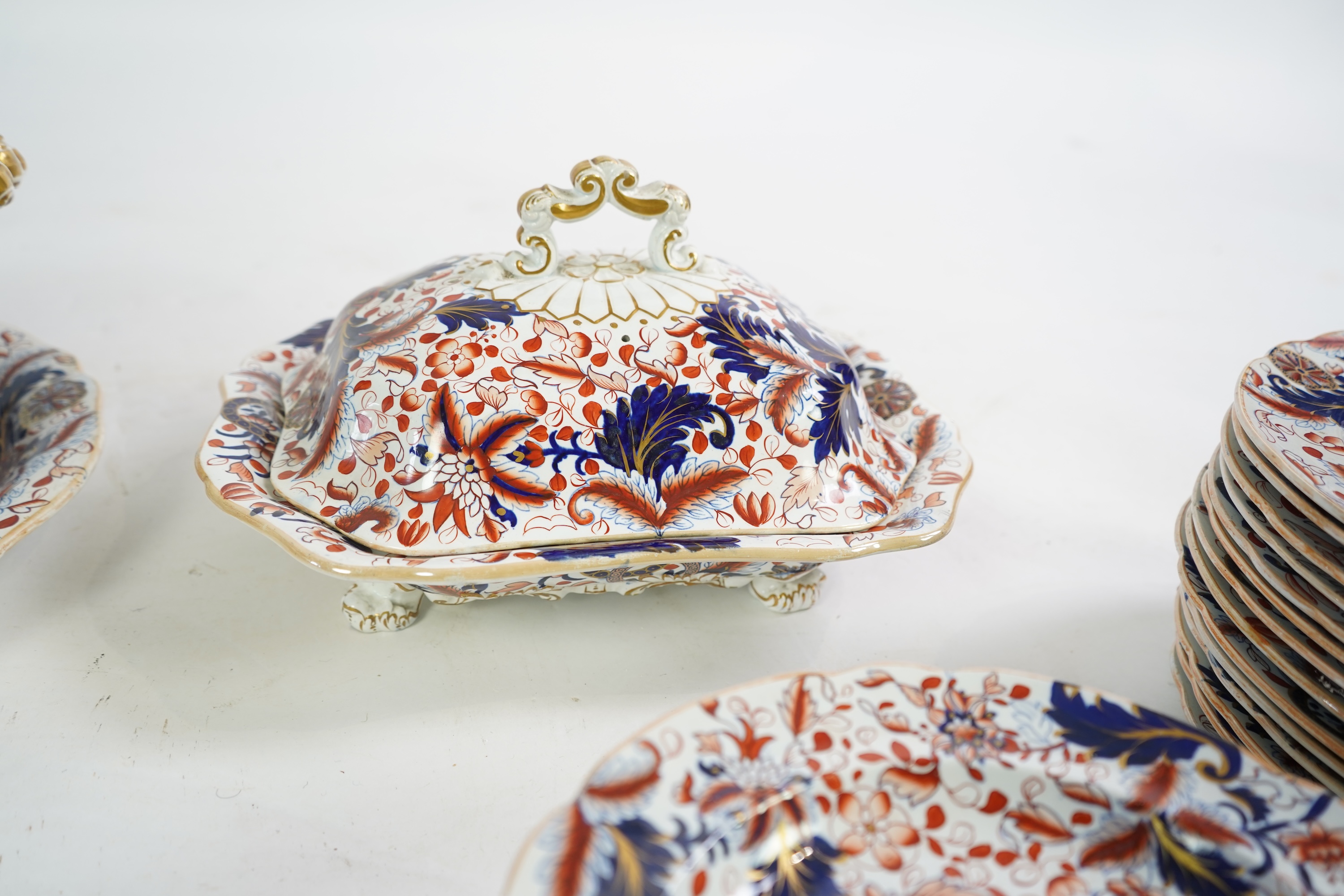 A Copeland & Garrett Imari pattern New Japan Stone part dinner service, c.1840